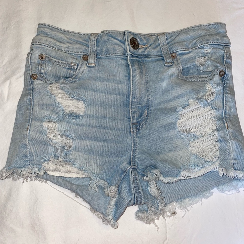 American Eagle Distressed Light Denim Shorts